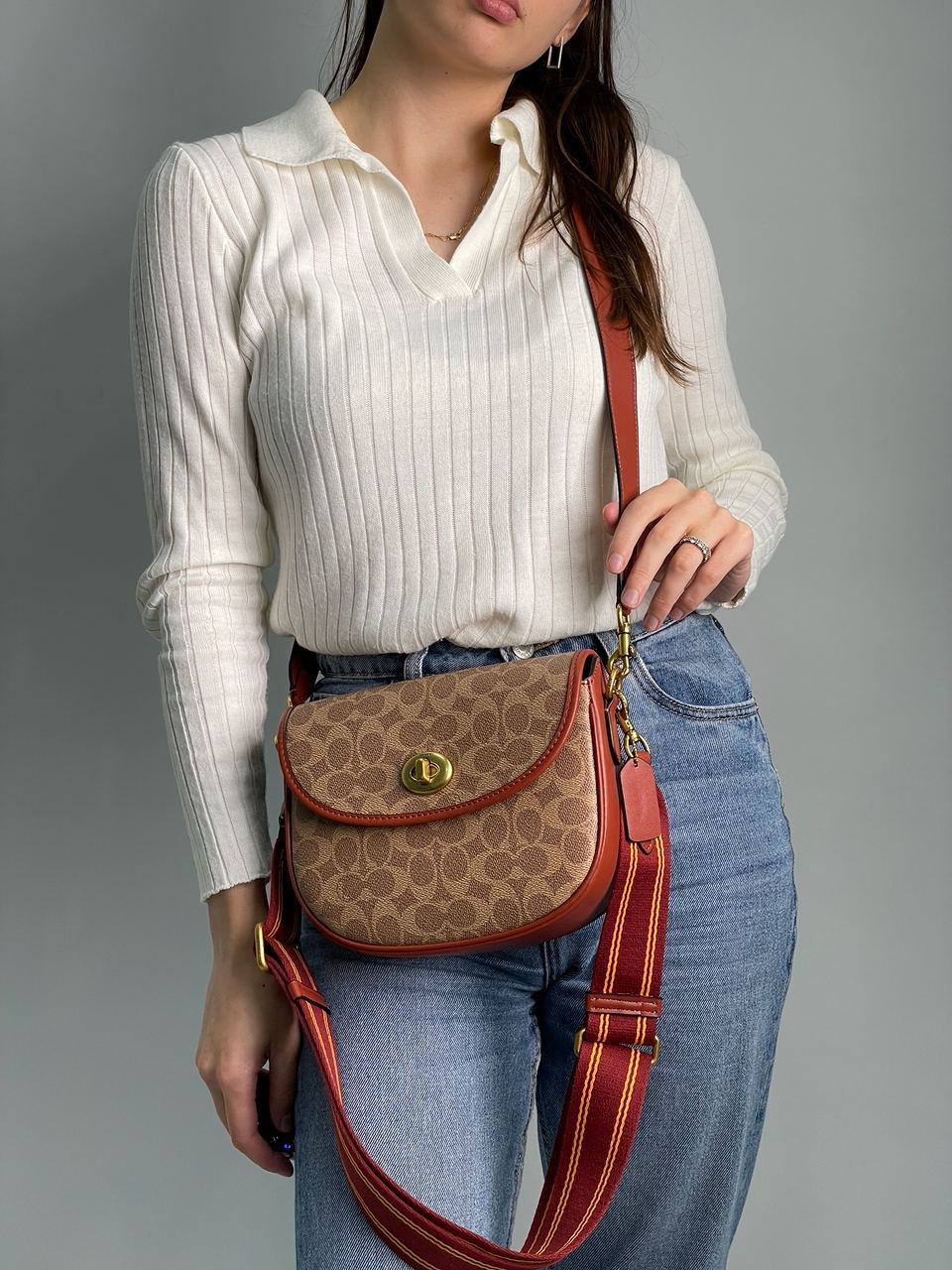 Coach Willow Medium Signature Canvas Saddle Bag - 7