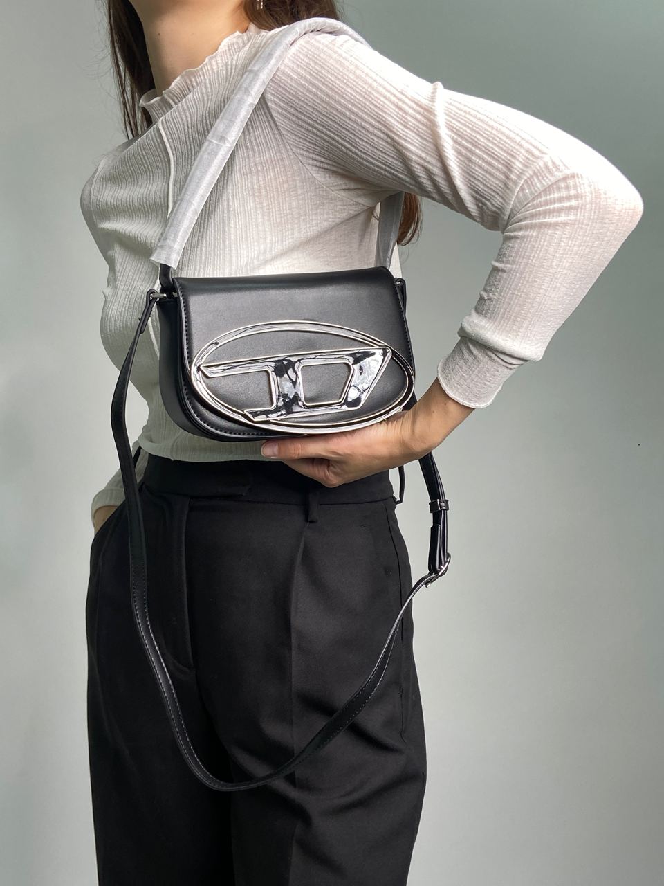 DIESEL 1DR Iconic Shoulder Bag Black - 3