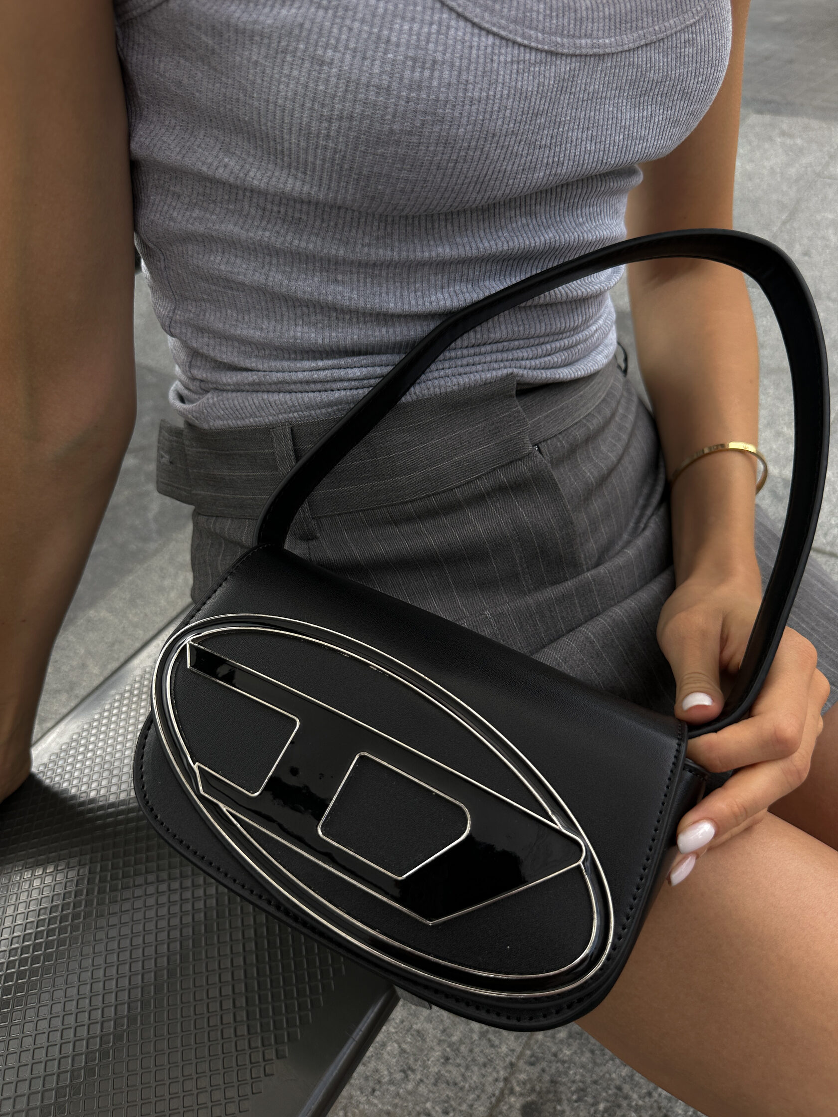 Diesel 1DR Iconic Shoulder Bag Black - 2