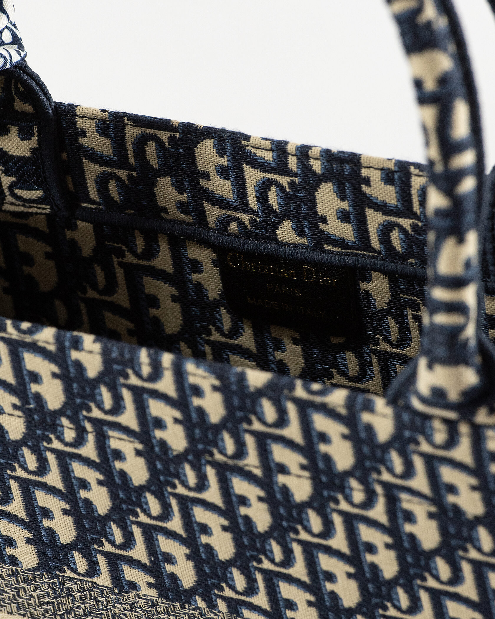 Dior Large Book Tote Ecru and Blue Dior Oblique Embroidery - 10
