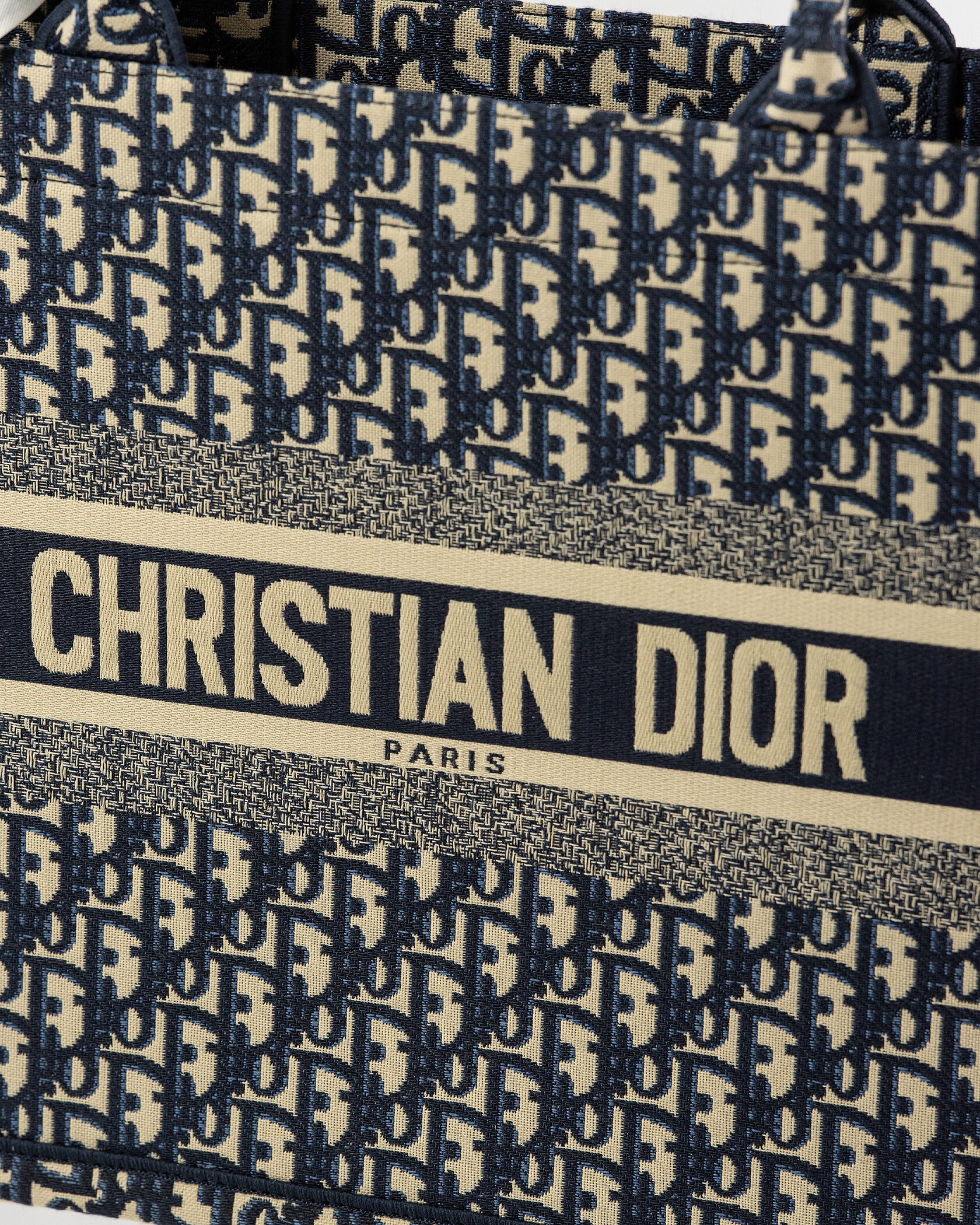 Dior Large Book Tote Ecru and Blue Dior Oblique Embroidery - 5