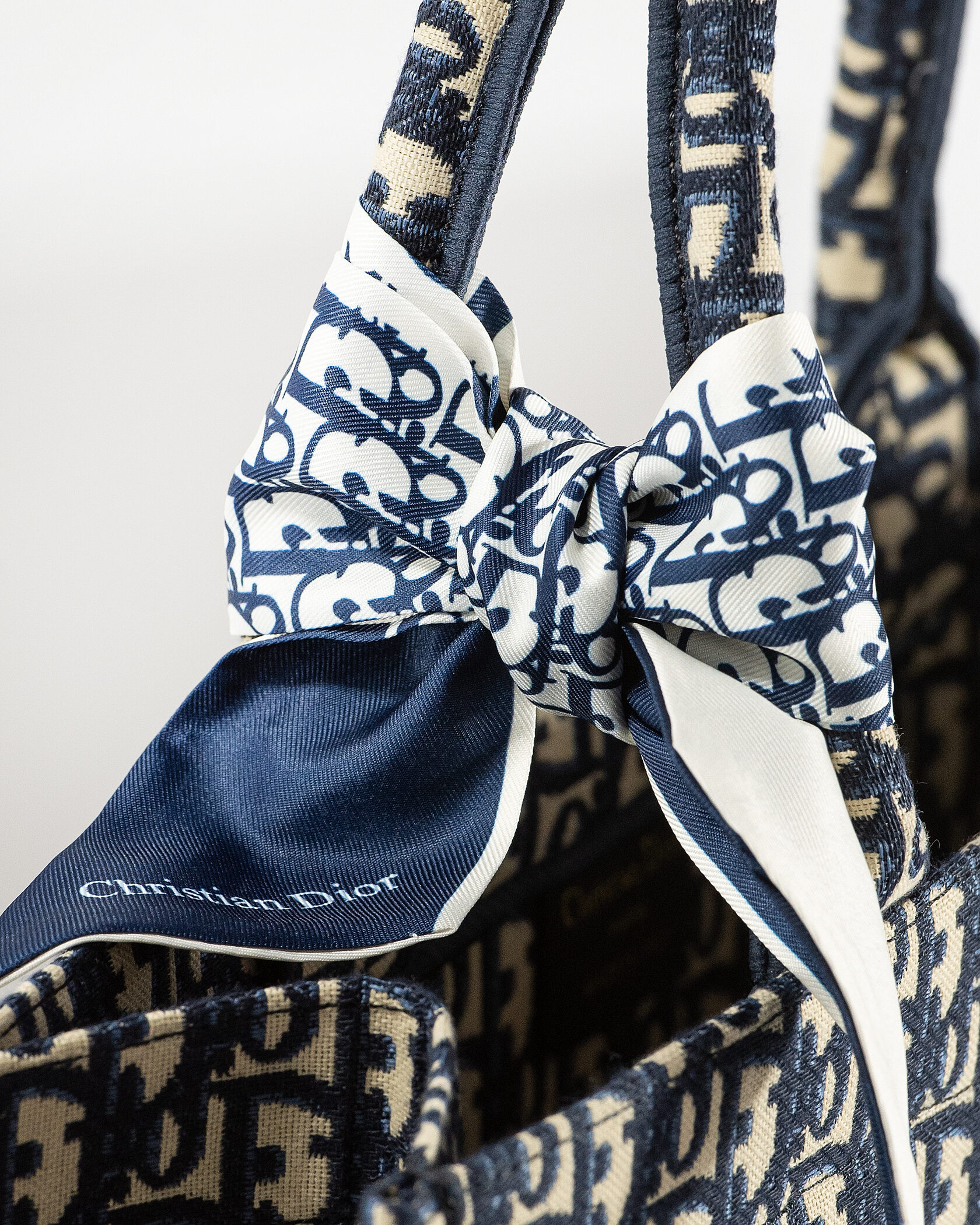 Dior Large Book Tote Ecru and Blue Dior Oblique Embroidery - 6