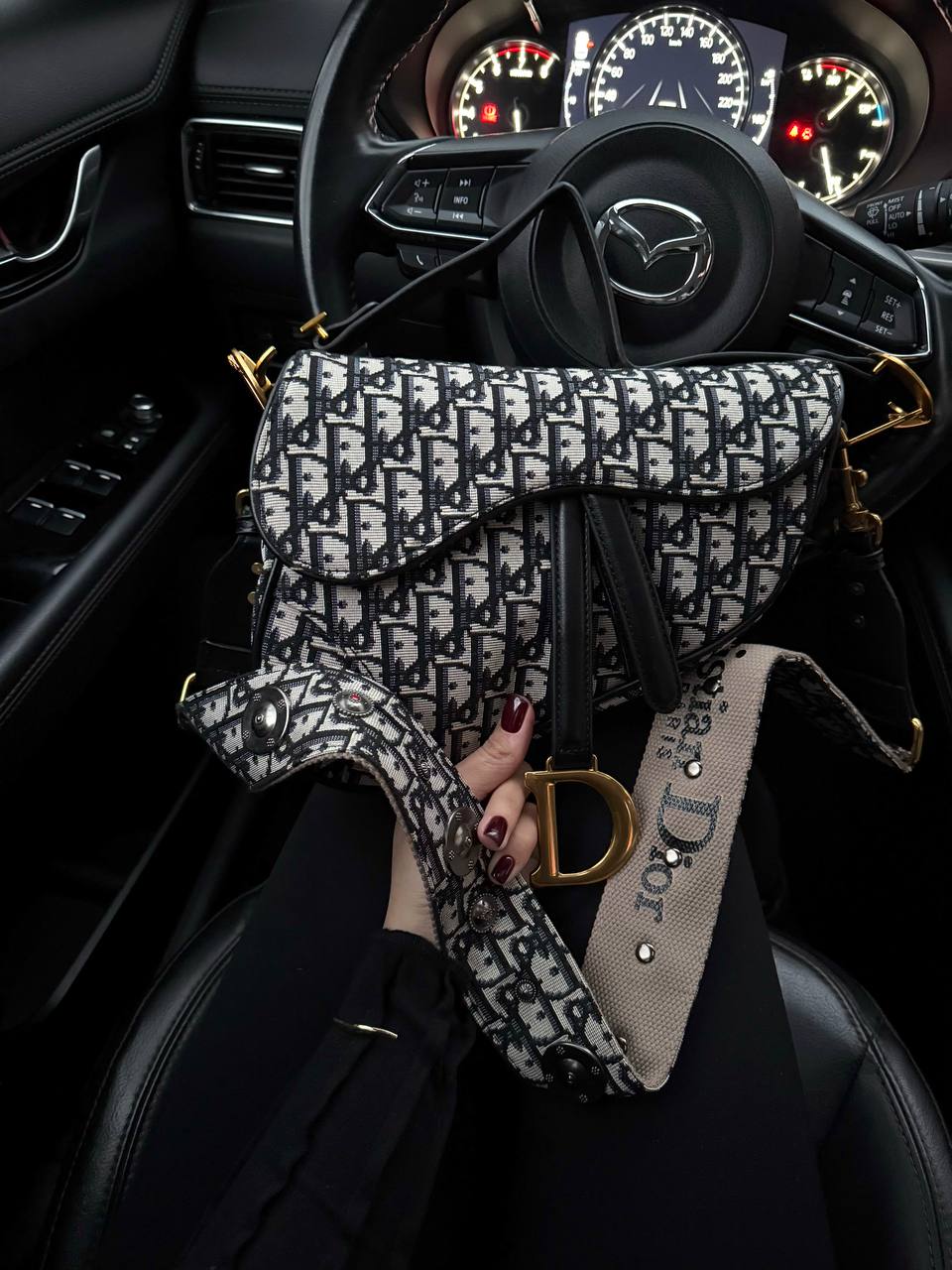 Dior Saddle Bag with Strap Black Dior Oblique Jacquard - 3