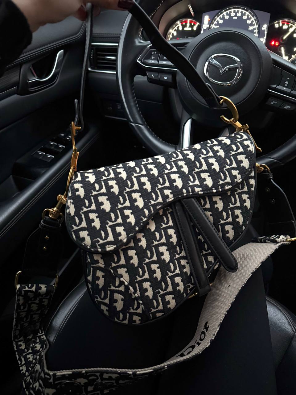 Dior Saddle Bag with Strap Black Dior Oblique Jacquard - 6