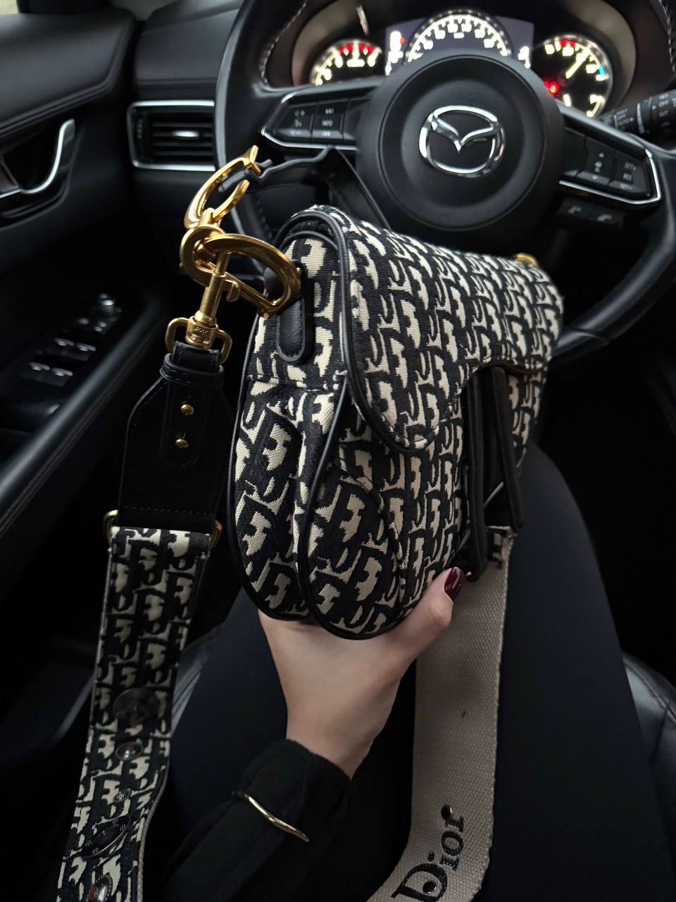 Dior Saddle Bag with Strap Black Dior Oblique Jacquard - 8
