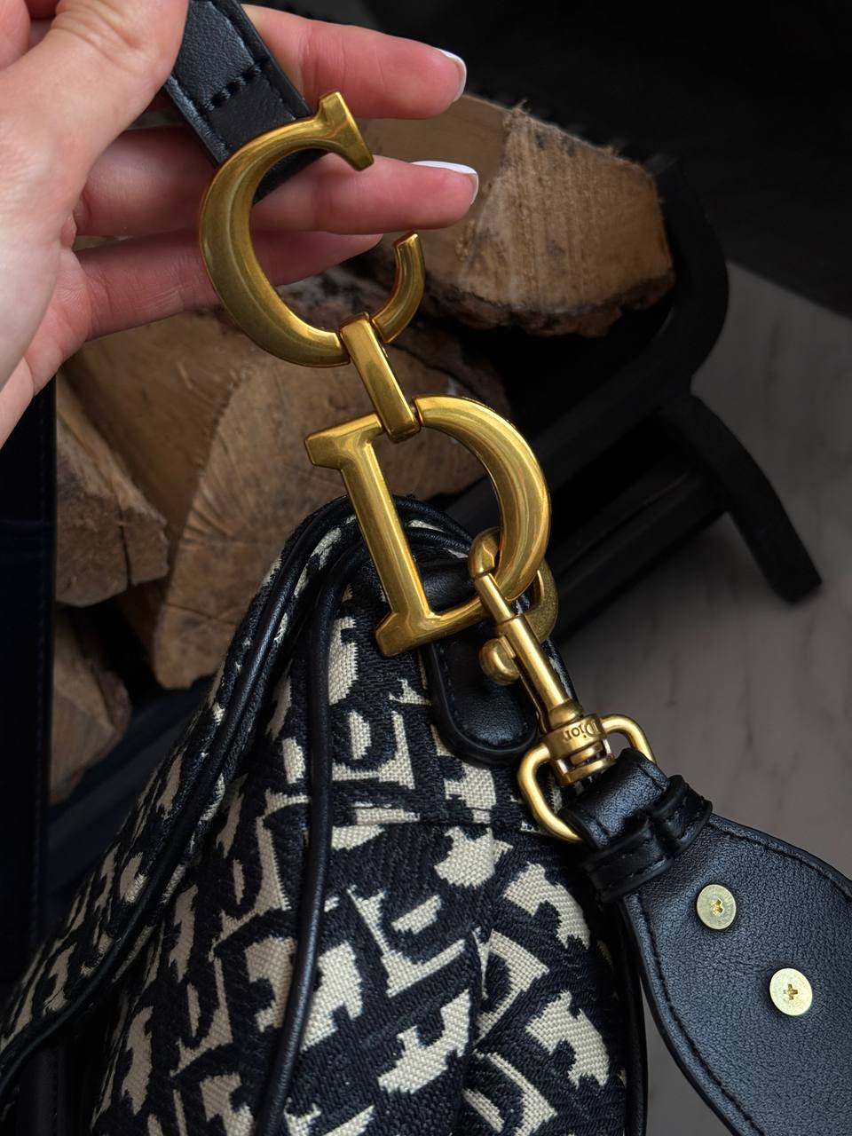 Dior Saddle Bag with Strap Black Dior Oblique Jacquard - 12