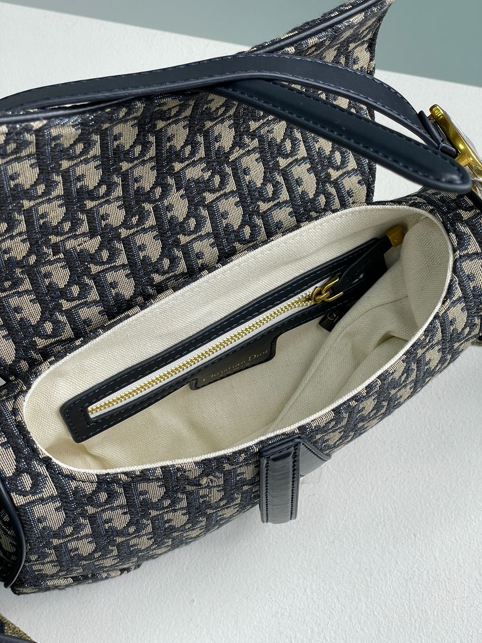 Dior Saddle Bag with Strap Blue Dior Oblique Jacquard - 16