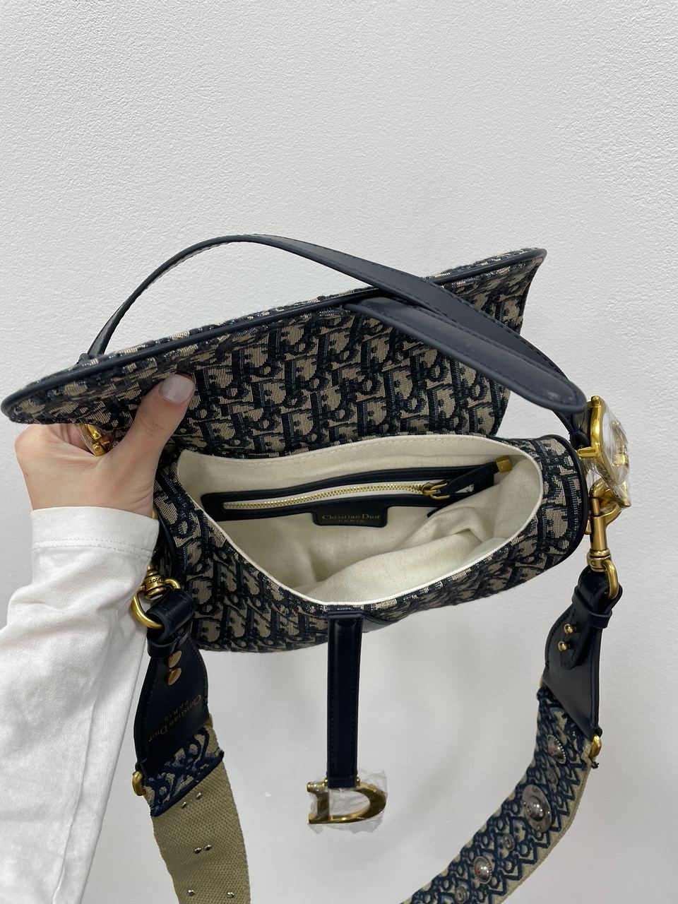 Dior Saddle Bag with Strap Blue Dior Oblique Jacquard - 17