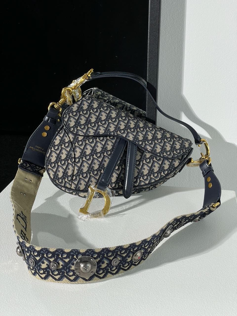 Dior Saddle Bag with Strap Blue Dior Oblique Jacquard - 3