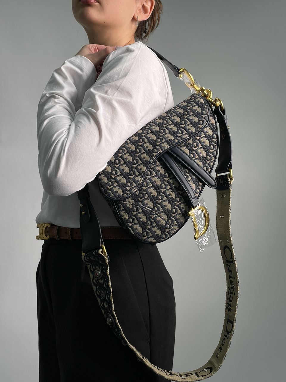 Dior Saddle Bag with Strap Blue Dior Oblique Jacquard - 8