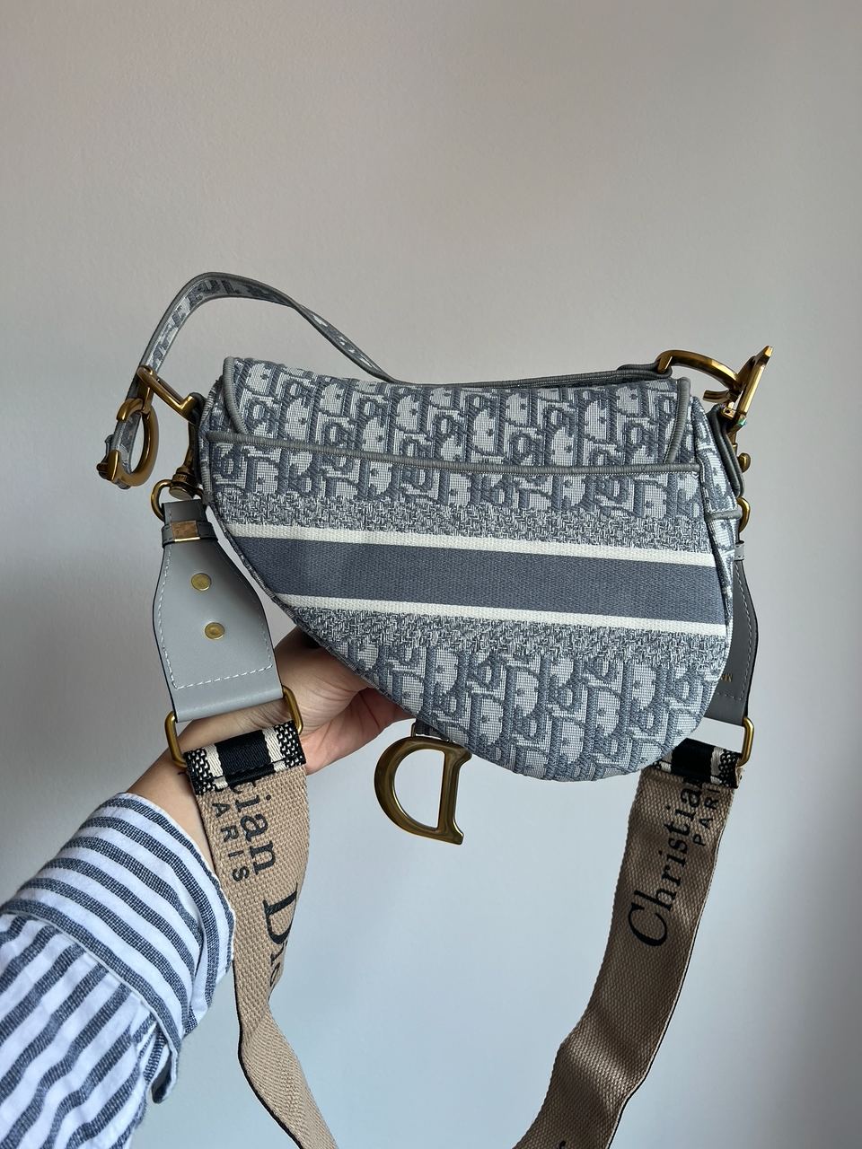 Dior Saddle Bag with Strap Grey Dior Oblique Jacquard - 3