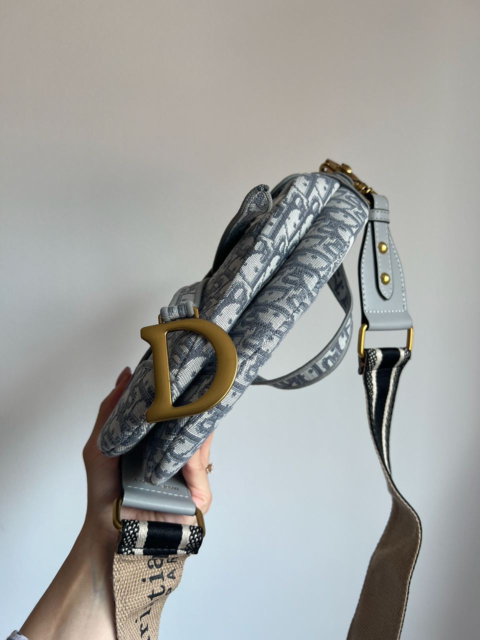 Dior Saddle Bag with Strap Grey Dior Oblique Jacquard - 7