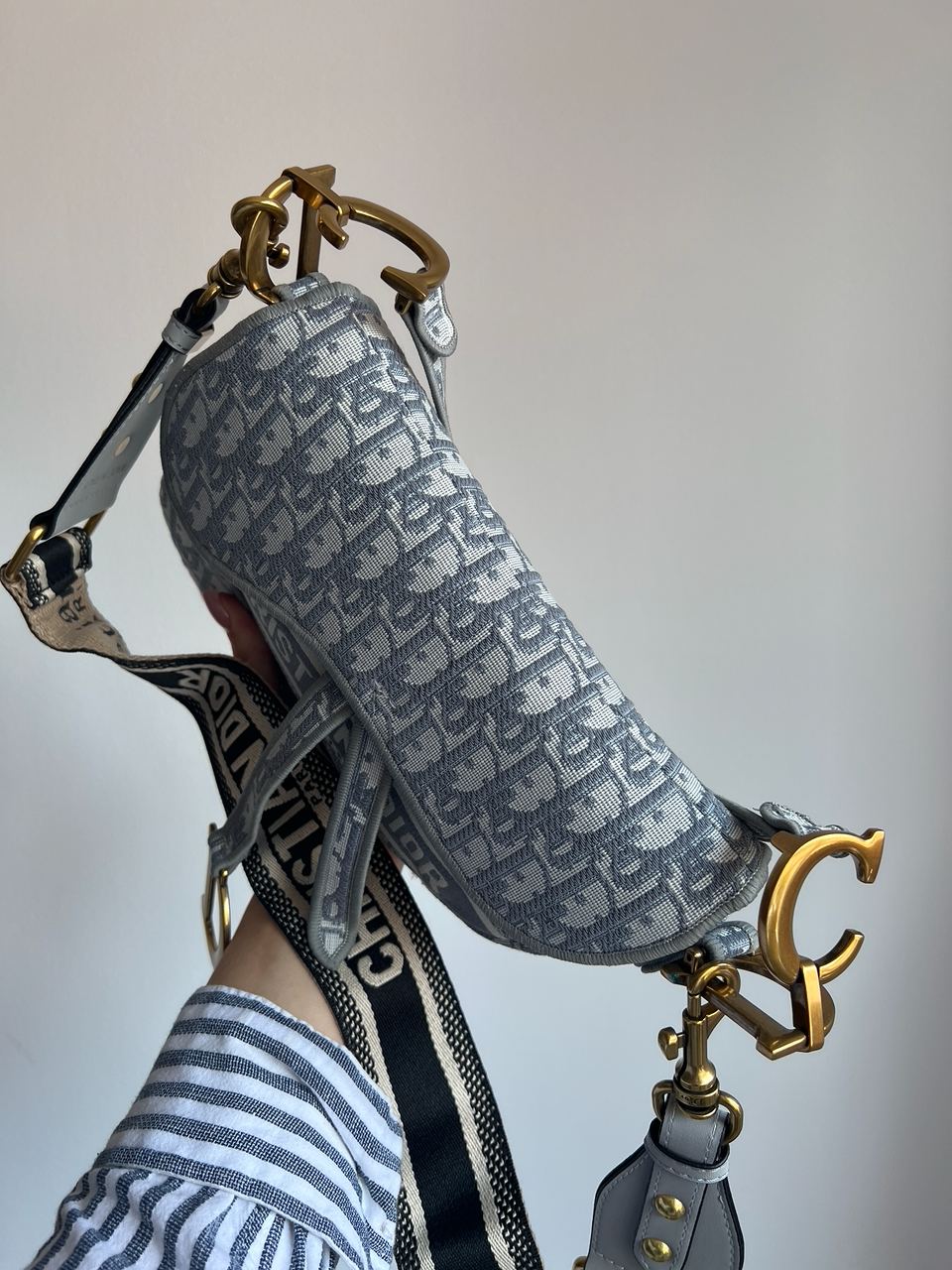 Dior Saddle Bag with Strap Grey Dior Oblique Jacquard - 8