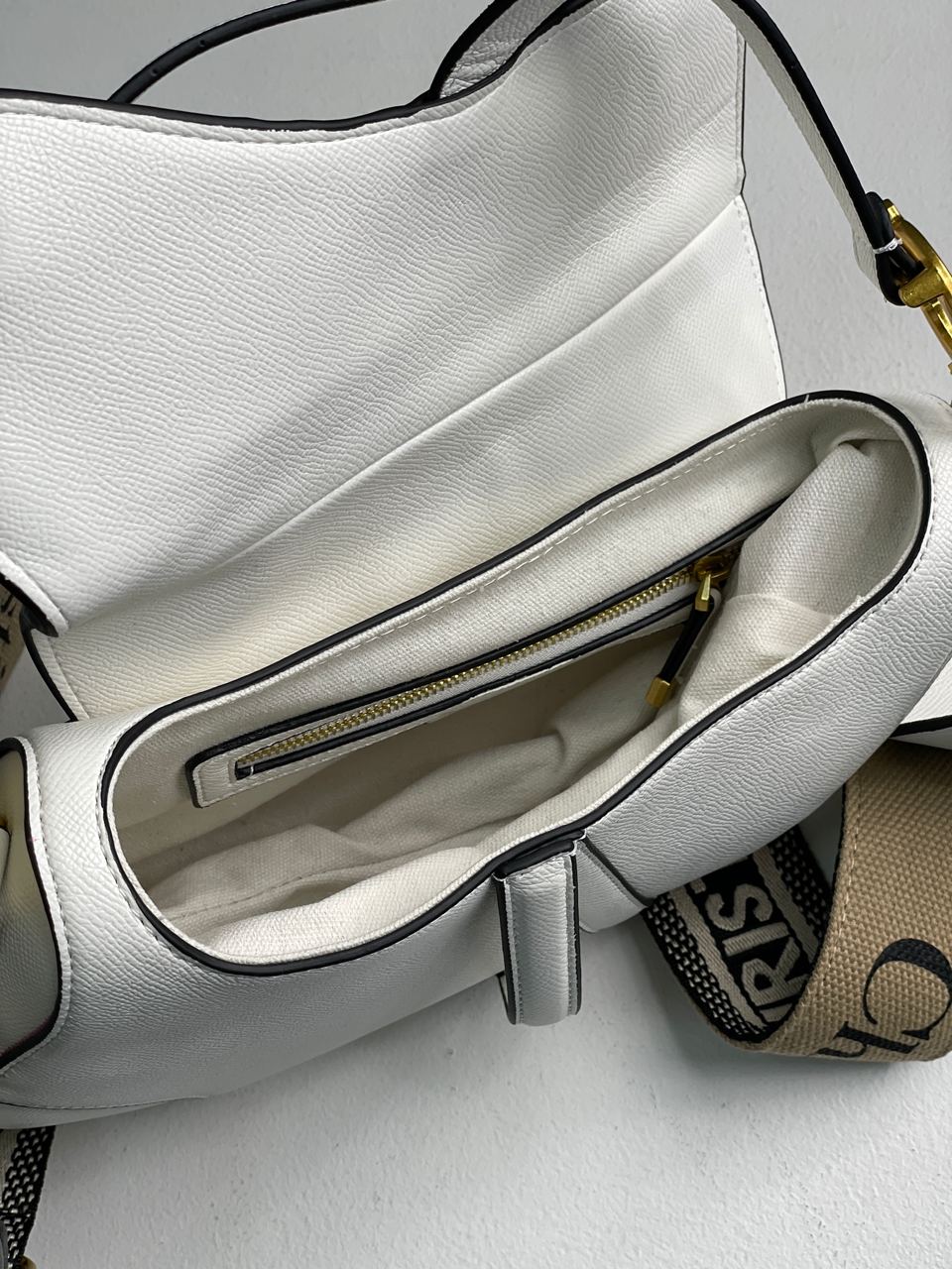 Dior Saddle Bag with Strap Latte Grained Calfskin - 13