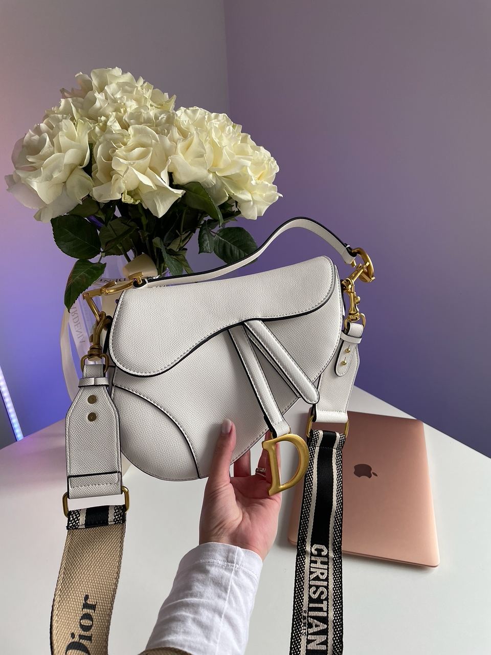 Dior Saddle Bag with Strap Latte Grained Calfskin - 4