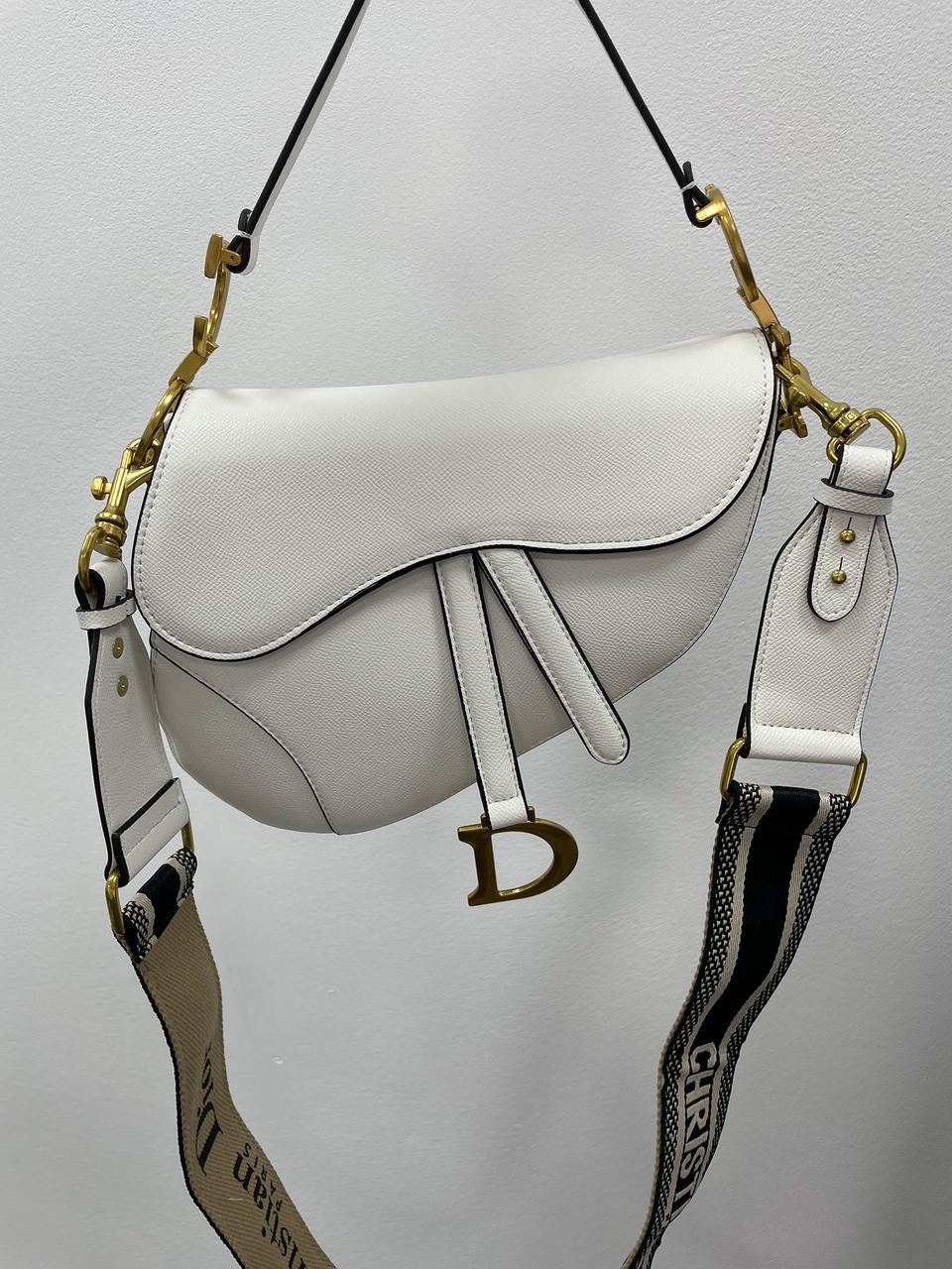 Dior Saddle Bag with Strap Latte Grained Calfskin - 6
