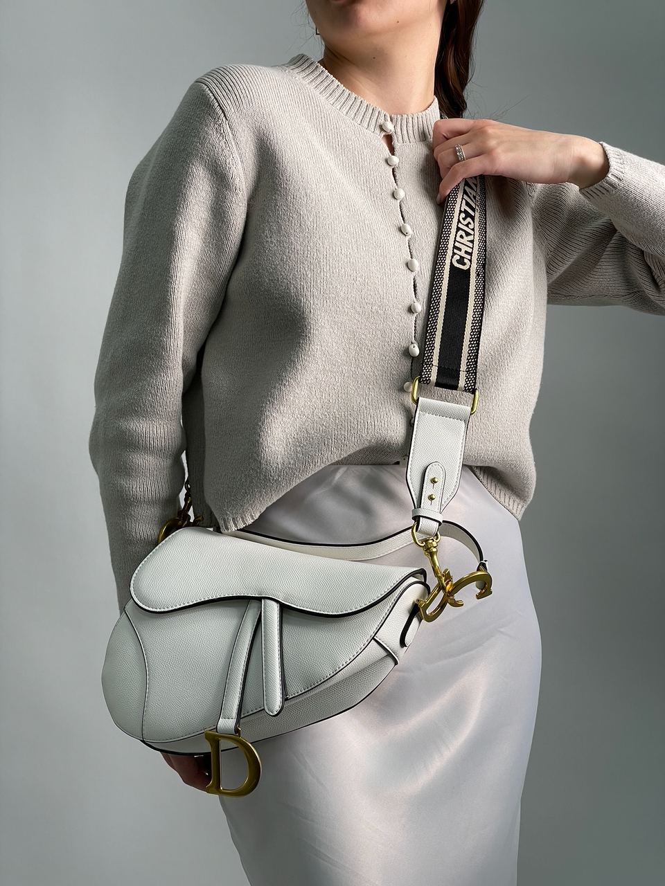 Dior Saddle Bag with Strap Latte Grained Calfskin - 7