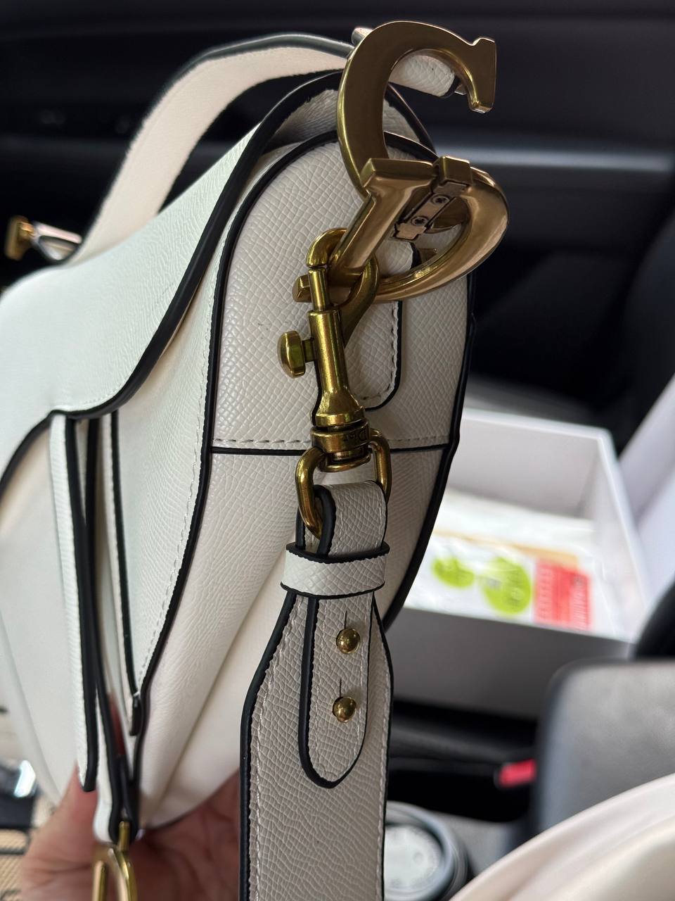 Dior Saddle Bag with Strap Milk Grained Calfskin - 12