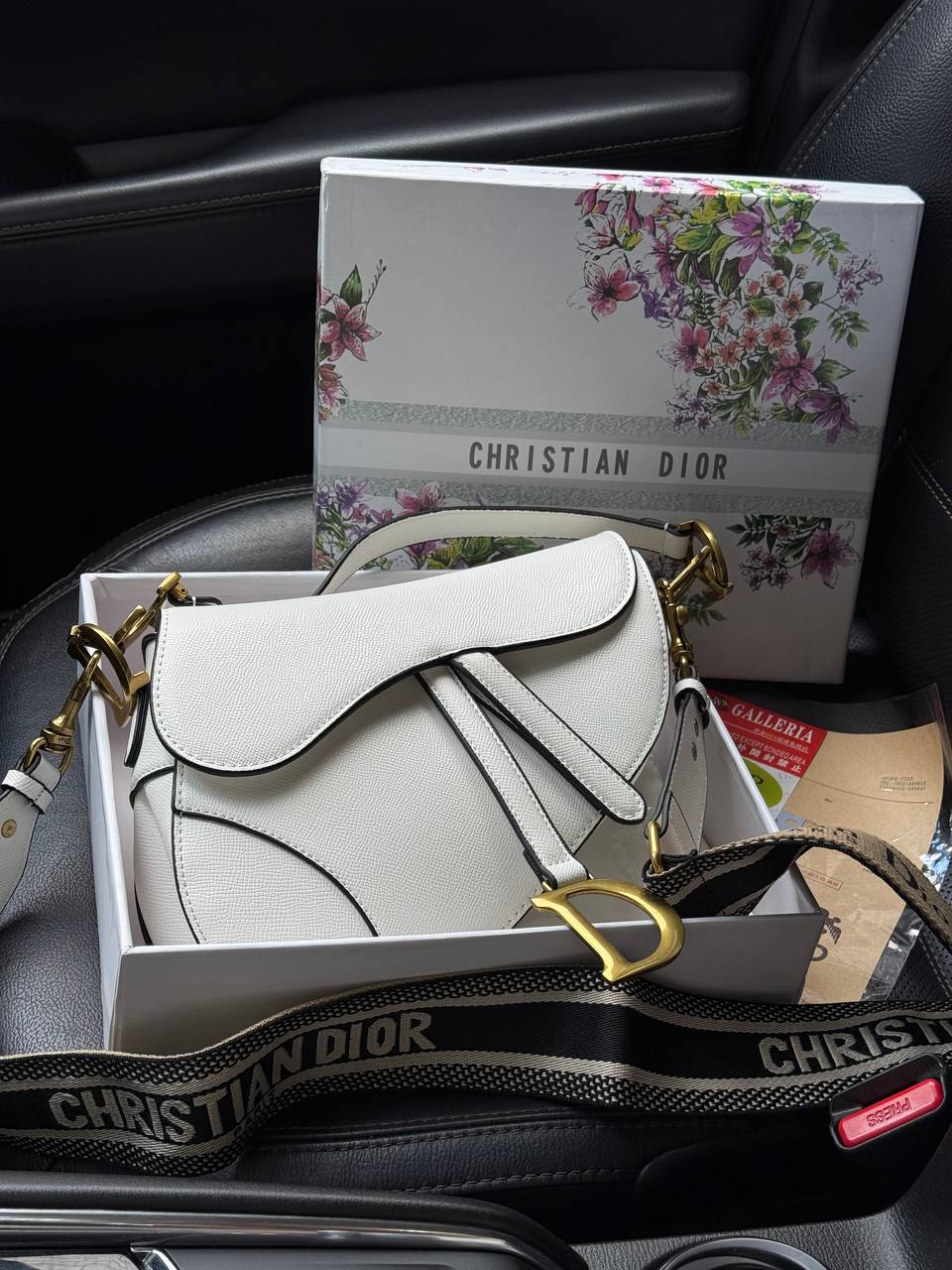 Dior Saddle Bag with Strap Milk Grained Calfskin - 2