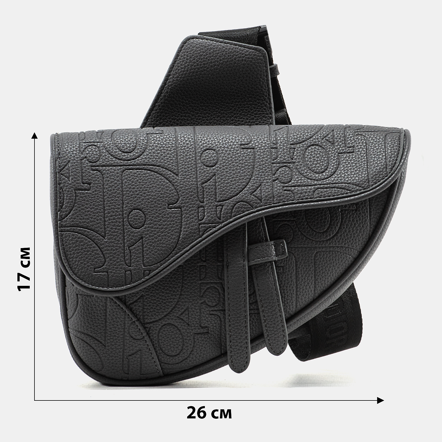 Dior Saddle Belt Bag in Graphite black Oblique Embossed Calfskin - 3