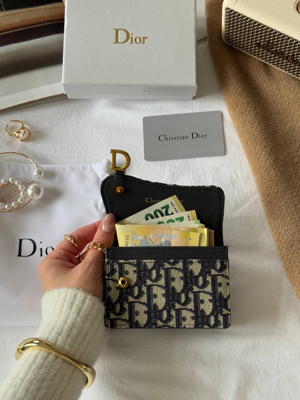 Dior Saddle Jasmine Gusset Card Holder Blue Dior Oblique Jacquard - 10