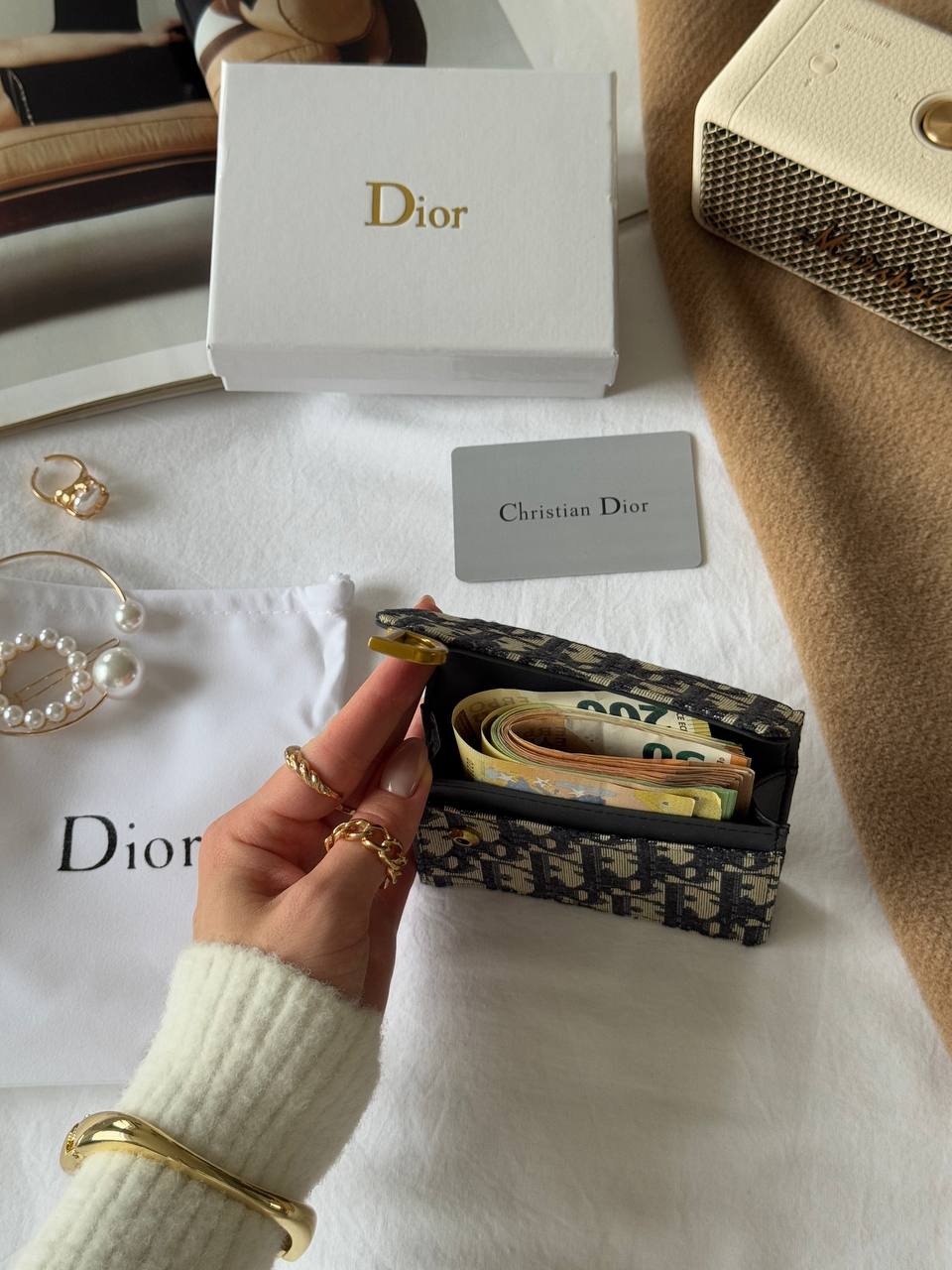 Dior Saddle Jasmine Gusset Card Holder Blue Dior Oblique Jacquard - 11