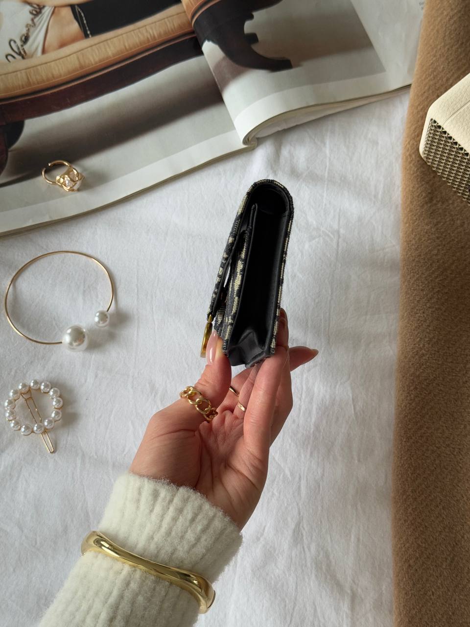 Dior Saddle Jasmine Gusset Card Holder Blue Dior Oblique Jacquard - 7