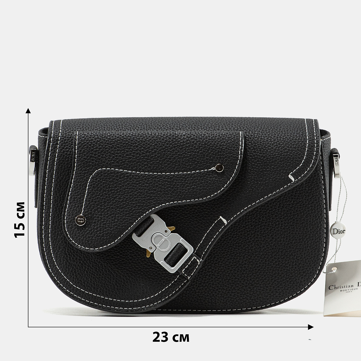 Dior Saddle Messenger Bag in Black Grained Calfskin - 3