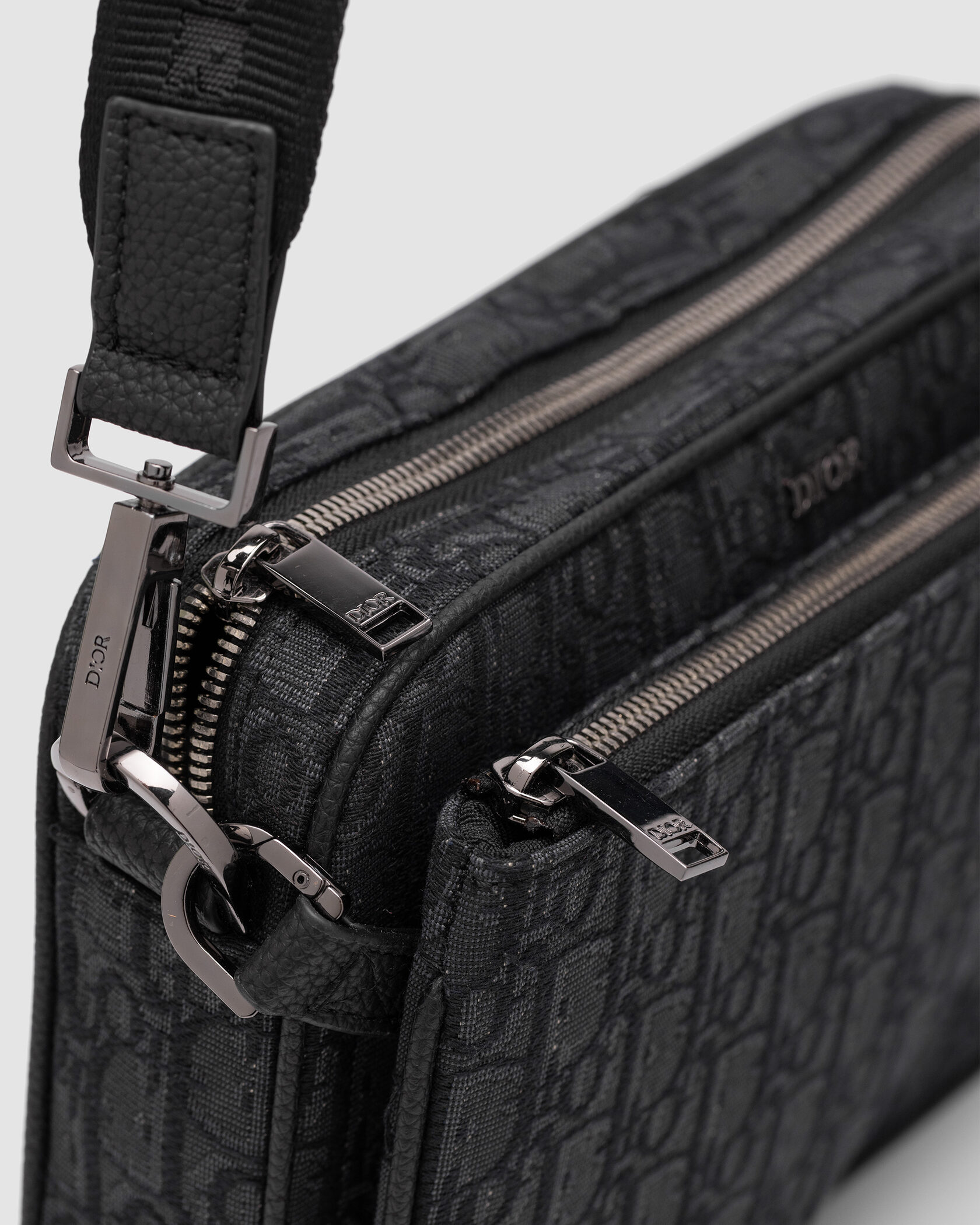 Dior Saddle Triple Pouch Black Oblique Jacquard - 7