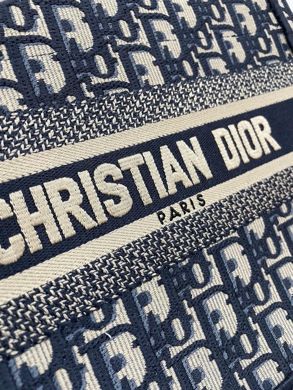 Dior Small Book Tote Ecru and Blue Dior Oblique Embroidery - 9