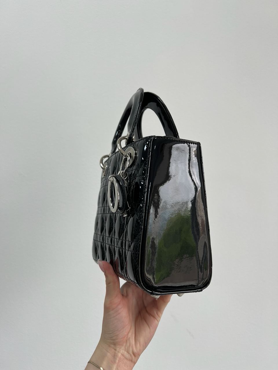 Dior Small Lady My ABCDior Bag Black Patent Cannage Calfskin - 5