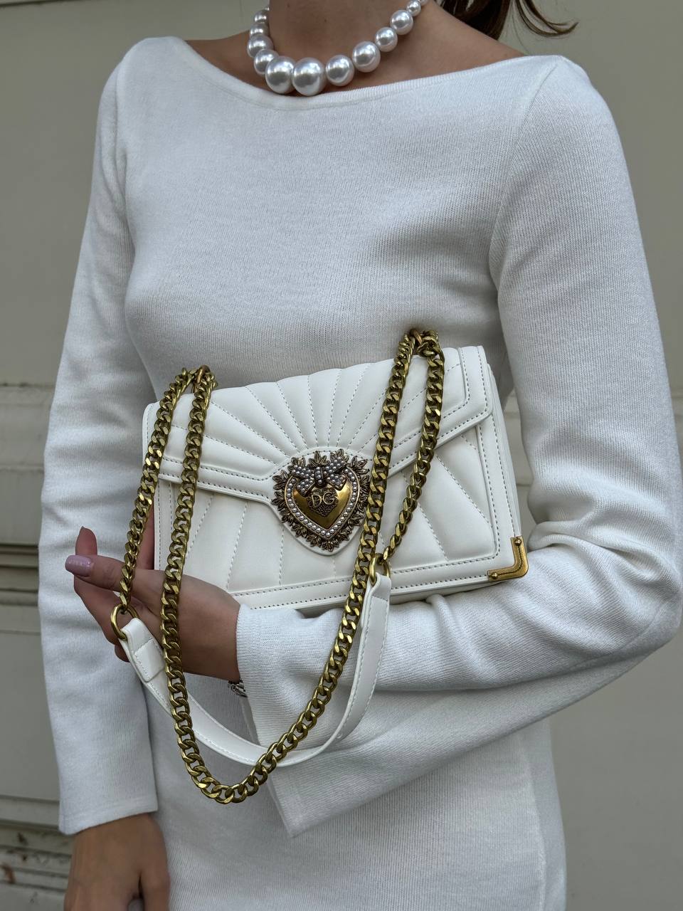 Dolce&amp;Gabbana Devotion bag in quilted nappa leather White - 4