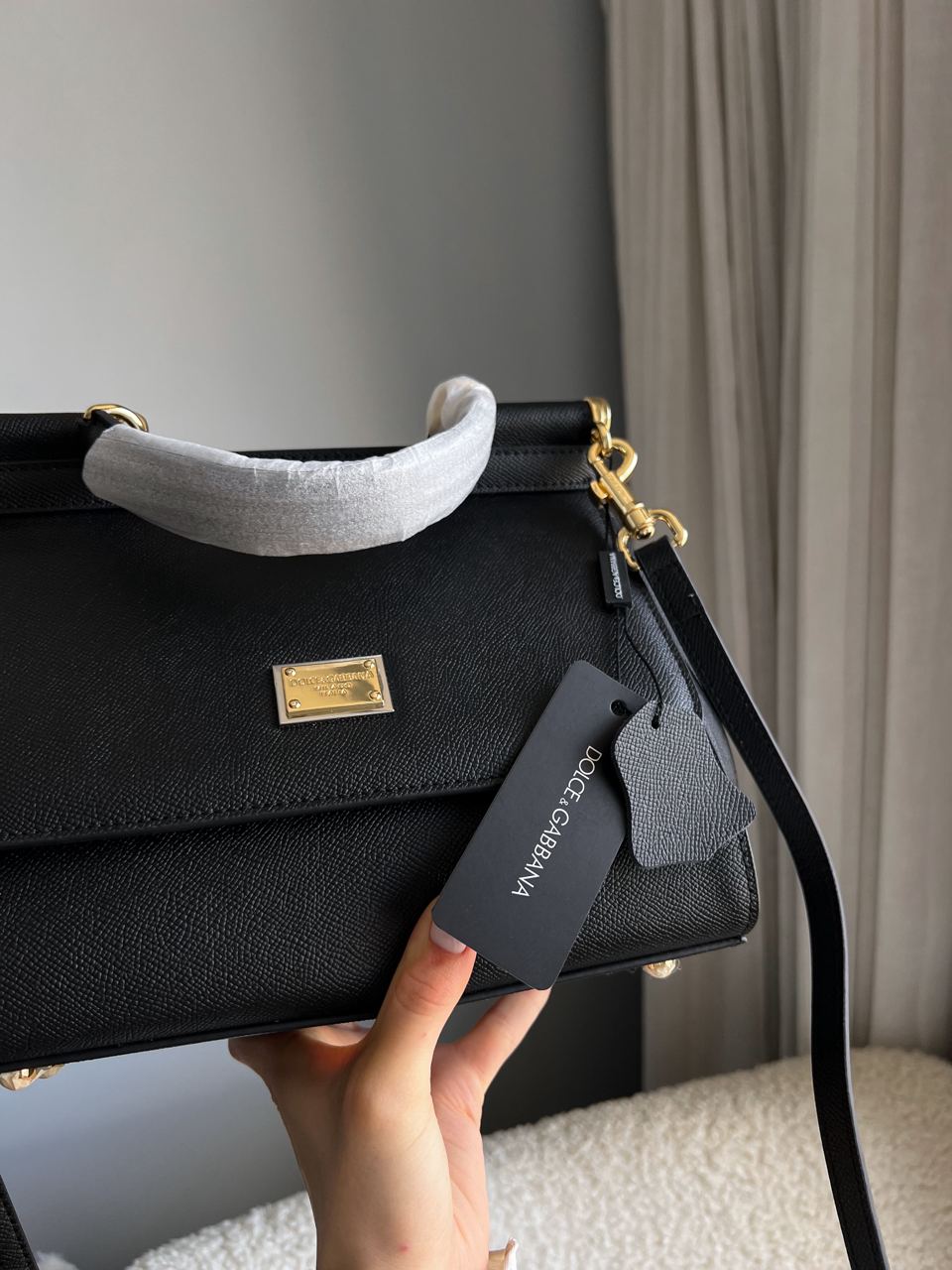 Dolce &amp; Gabbana Sicily Medium Leather Shoulder Bag - Black - 7