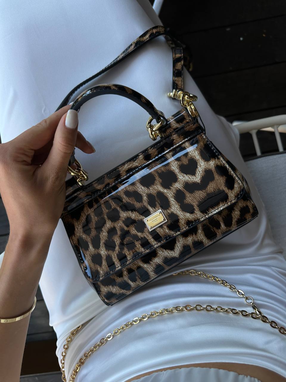 Dolce &amp; Gabbana Sicily Micro Leopard Print Patent Leather Bag - 2