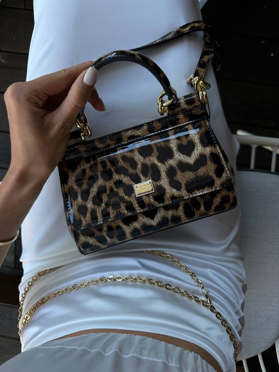 Dolce &amp; Gabbana Sicily Micro Leopard Print Patent Leather Bag - 3