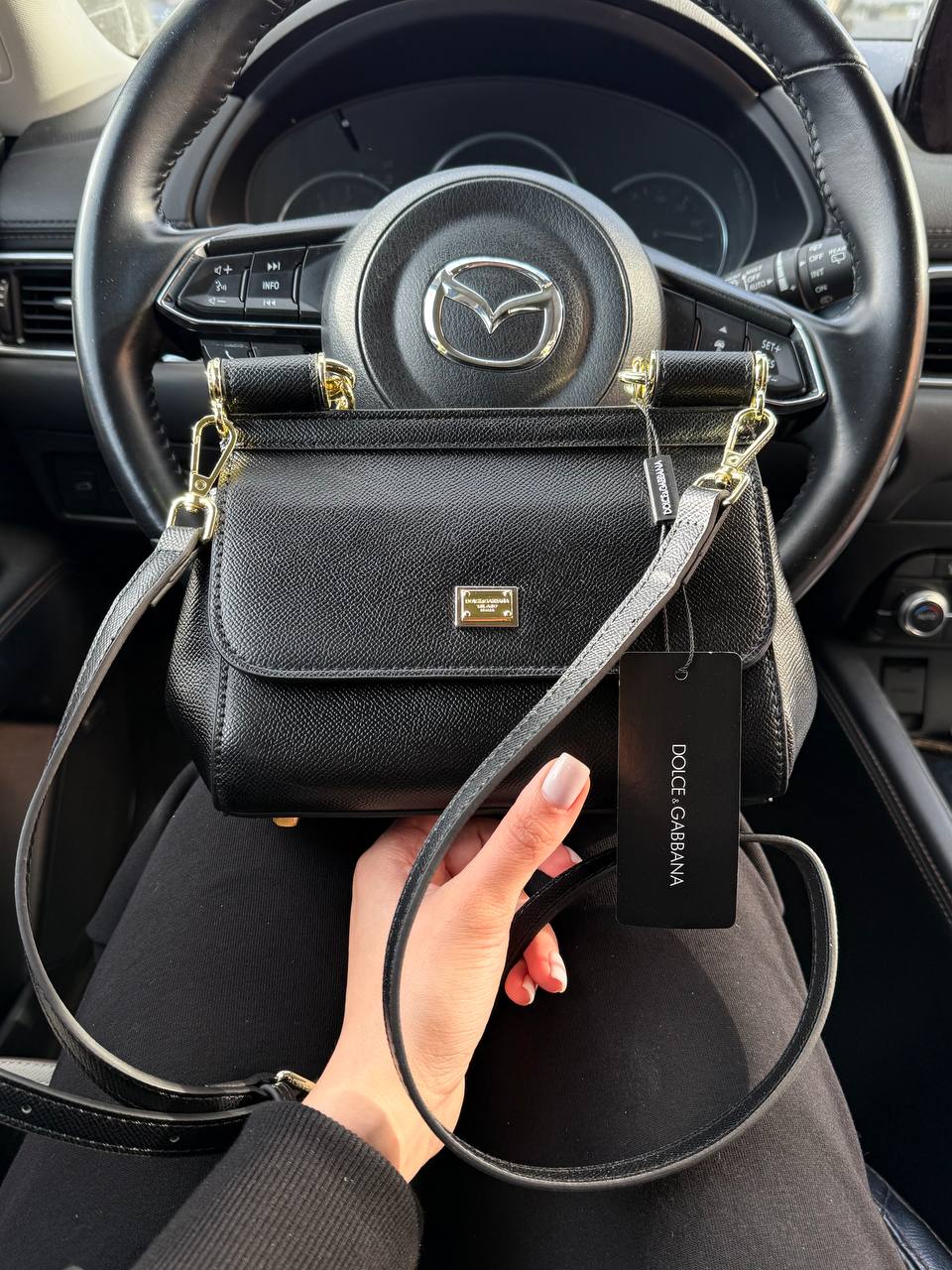 Dolce &amp; Gabbana Sicily Mini Textured-Leather Shoulder Bag in Light Black - 4