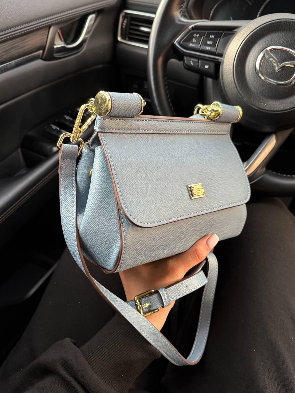 Dolce &amp; Gabbana Sicily Mini Textured-Leather Shoulder Bag in Light Blue - 6