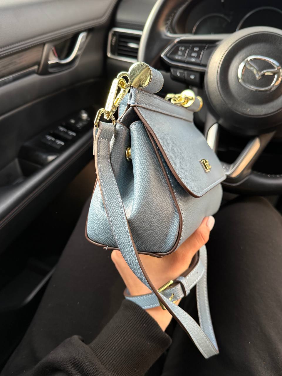 Dolce &amp; Gabbana Sicily Mini Textured-Leather Shoulder Bag in Light Blue - 7