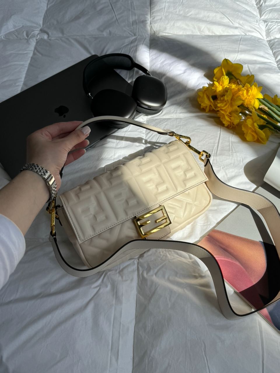 Fendi Baguette Cream Leather Bag - 9