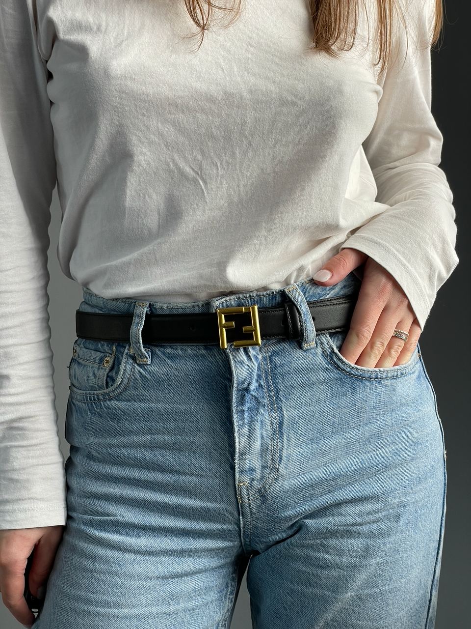 Fendi Black/Gold Leather Belt - 3