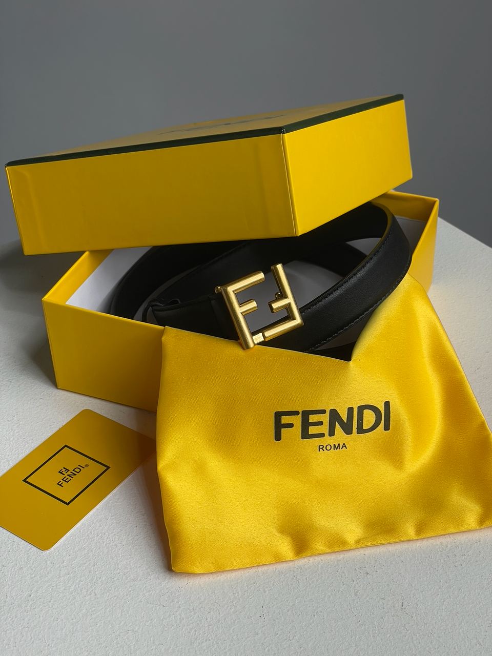 Fendi Black/Gold Leather Belt - 4