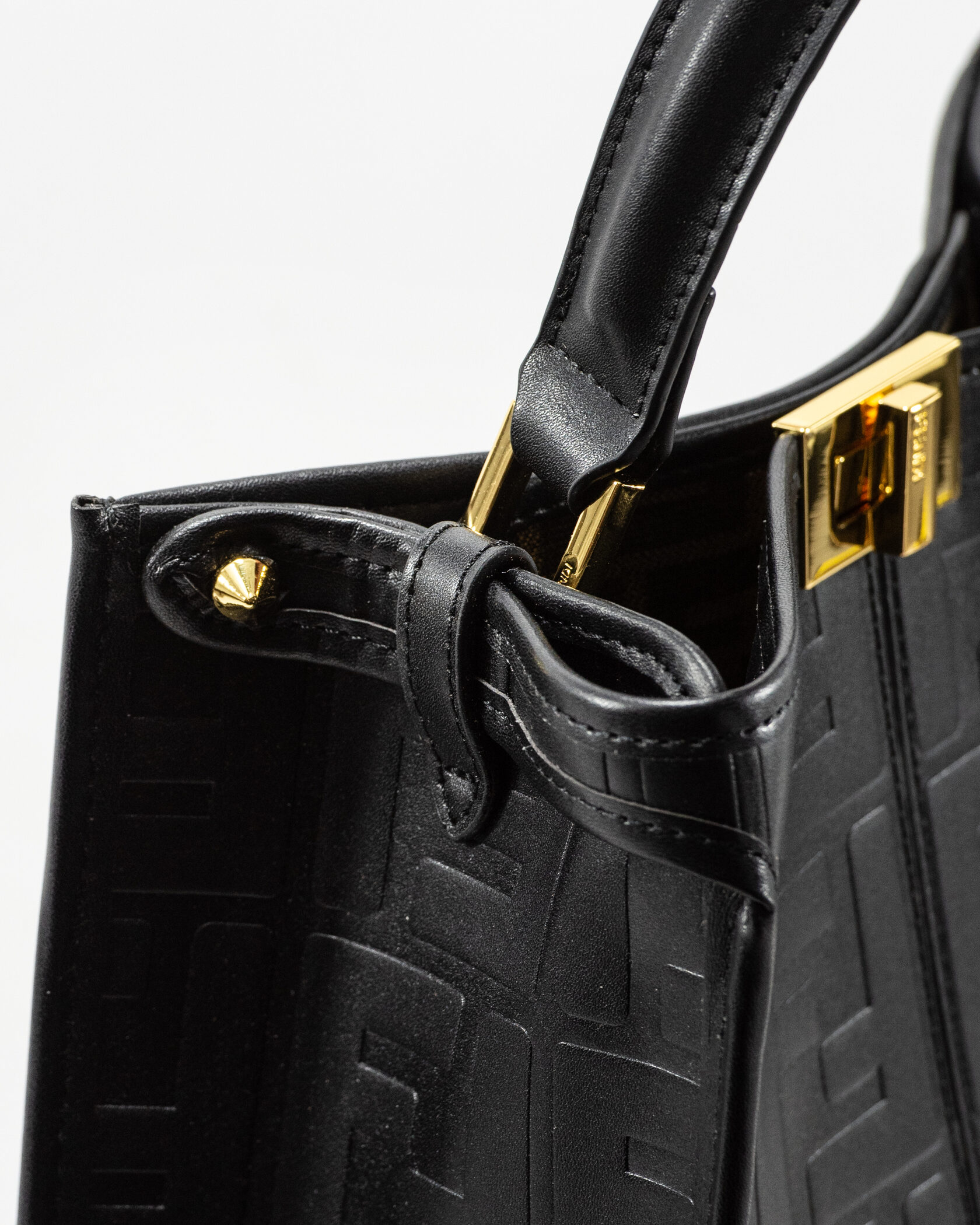 Fendi Black Leather Large Iconic Essentially Peekaboo Top Handl - 8