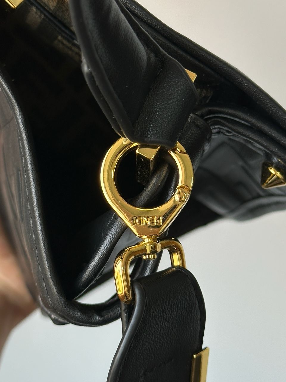 Fendi Black Leather Large Iconic Essentially Peekaboo Top Handle - 9