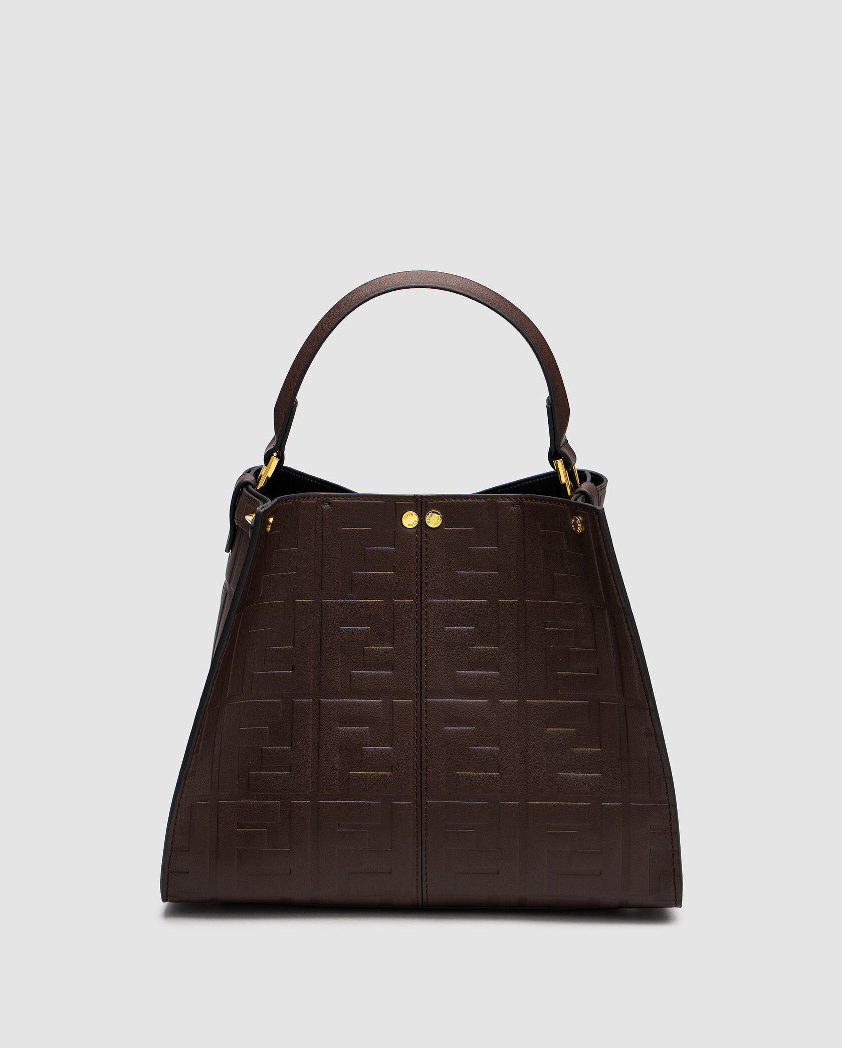 Fendi Brown Leather Large Iconic Essentially Peekaboo Top Handl - 4