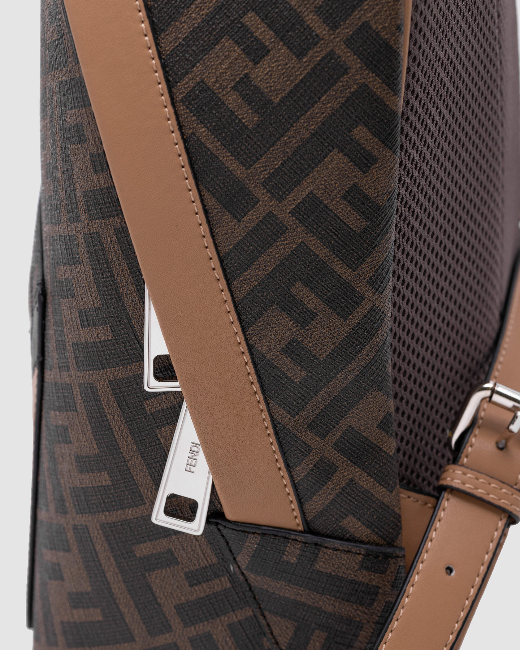 Fendi Chiodo Small Fendi Diagonal Brown FF Canvas Backpack - 11