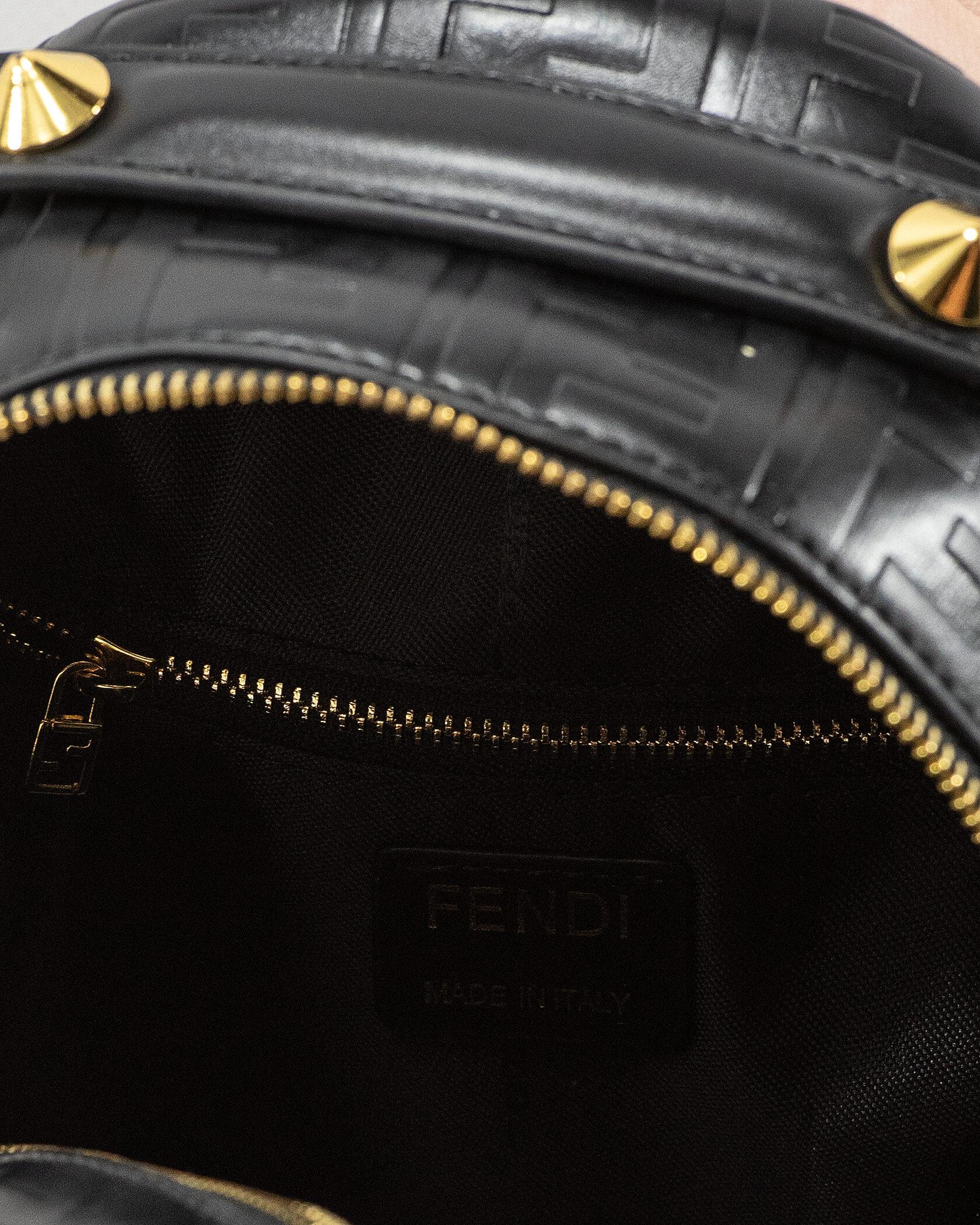 Fendi Mini Backpack in black embossed FF leather - 13