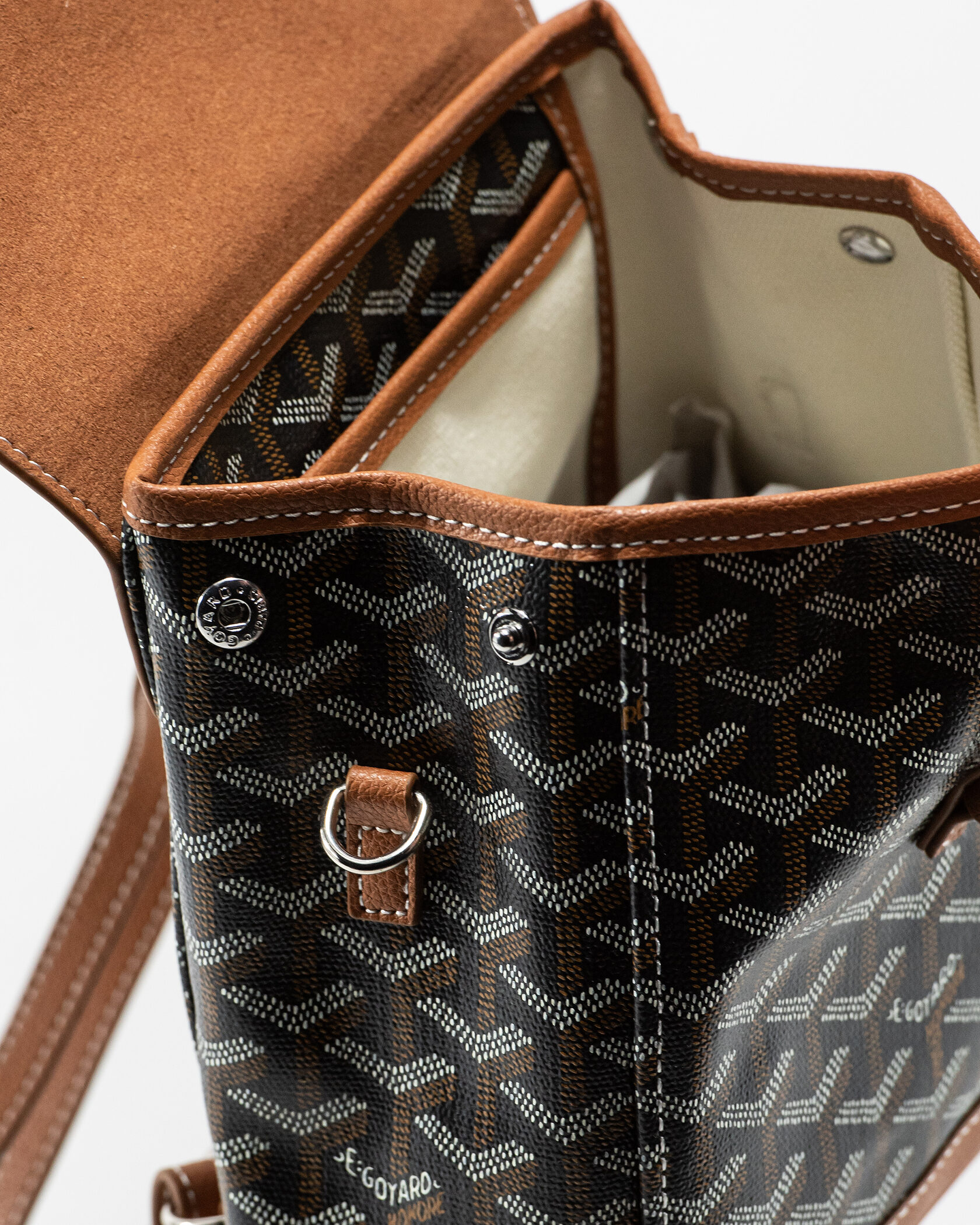 Goyard Saigon Mini Backpack in Black/Tan - 14