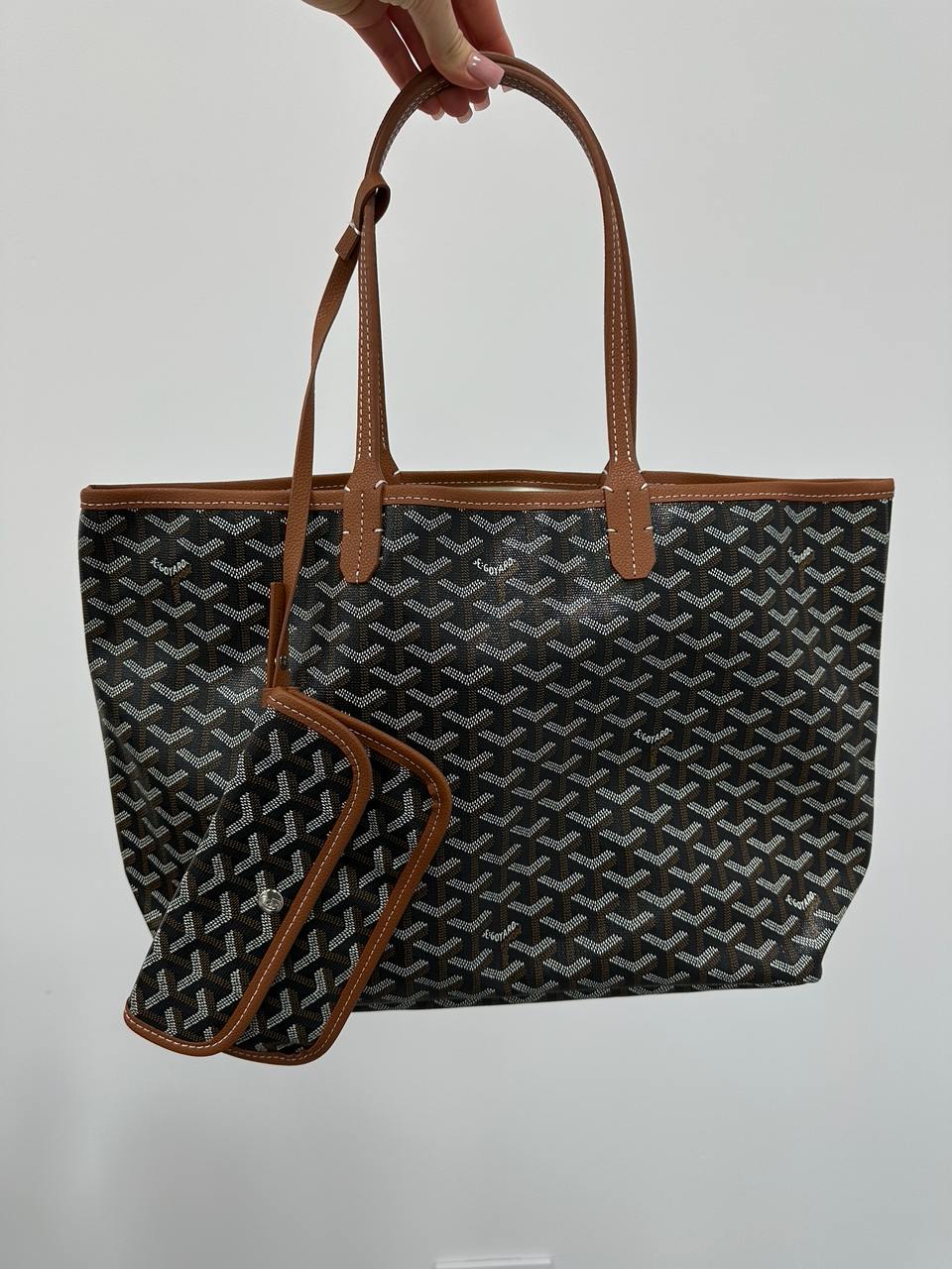 GOYARD Saint Louis PM Coated Canvas Tote bag Brown Black Ex - 3