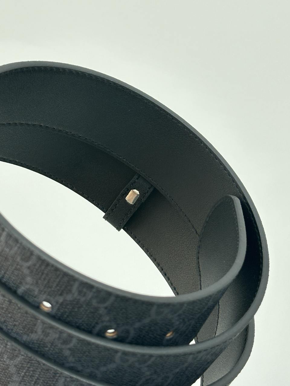 Gucci Belt with Interlocking G Buckle Grey Canvas/Silver - 13