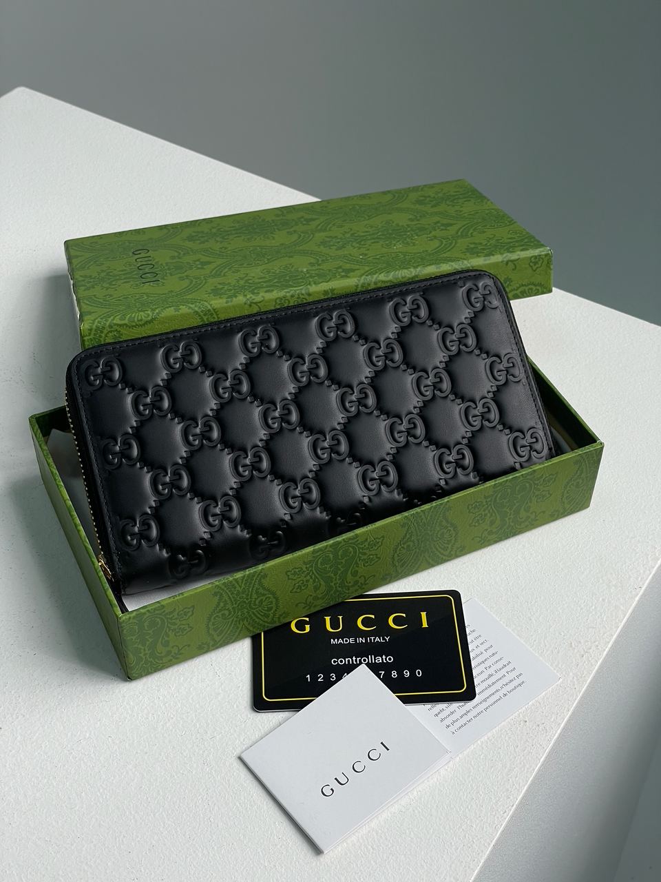 Gucci Black Guccissima Zip-Around Wallet - 2